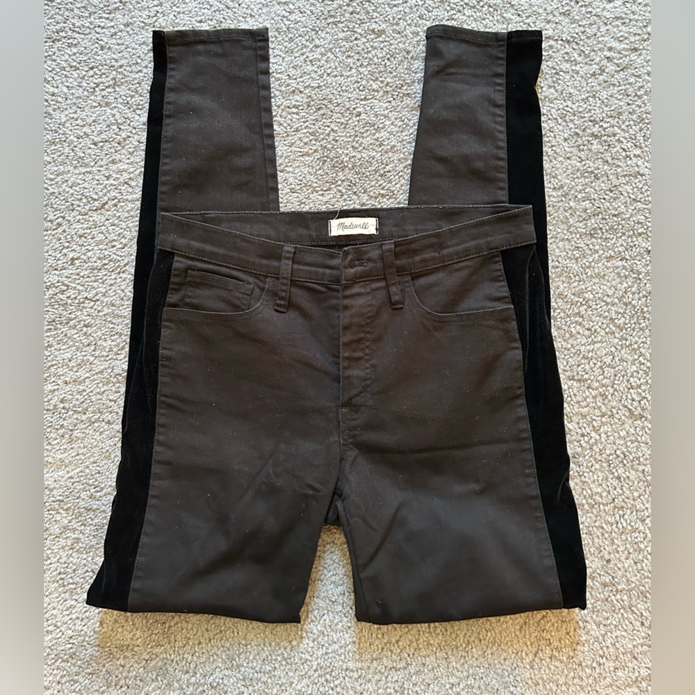 Madewell Tall 9” High Rise Skinny Jeans, Size 31, with Velvet Side Panels